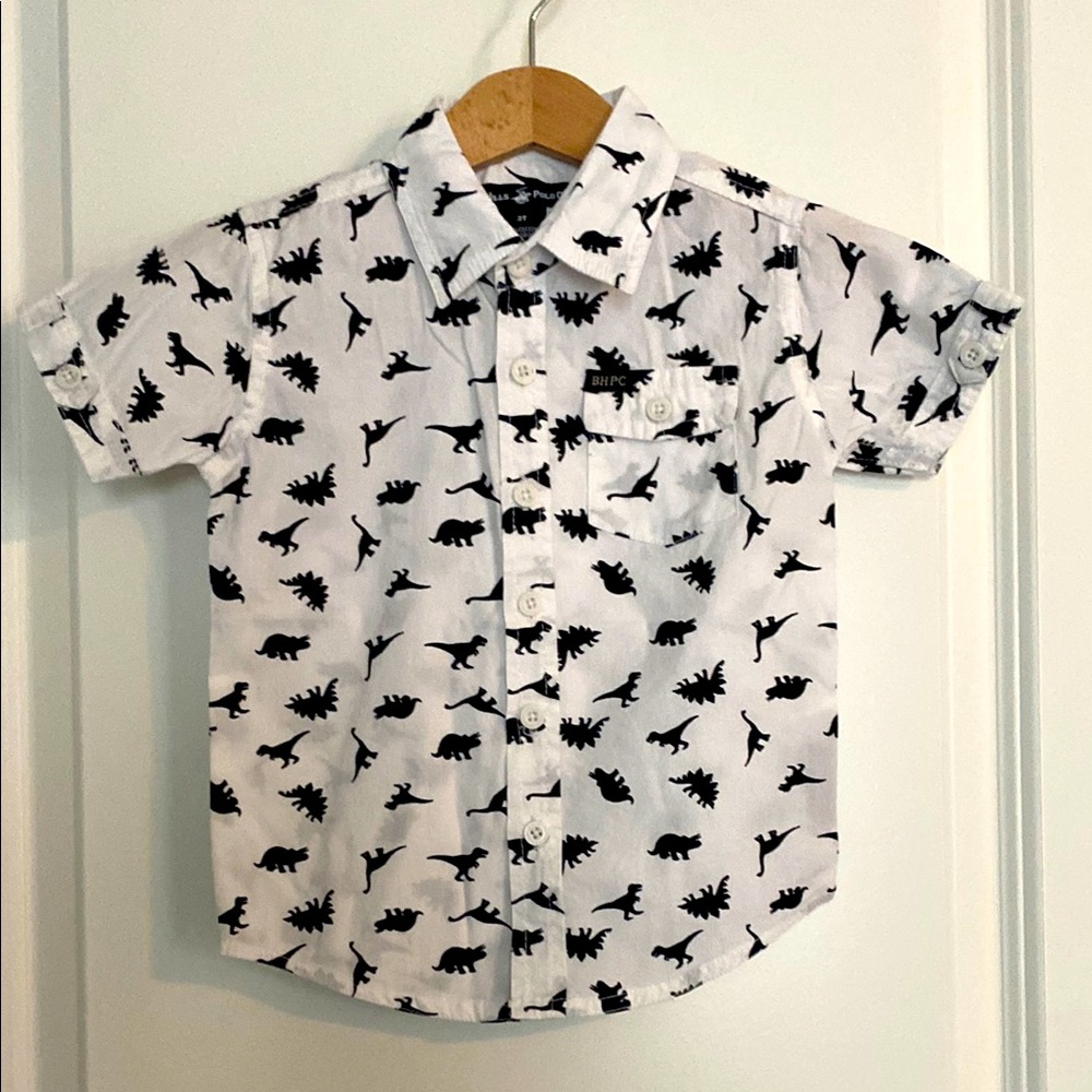 Beverly Hills Polo Club White and Black Button Down Shirt